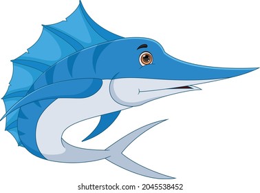marlin fish cartoon on white background