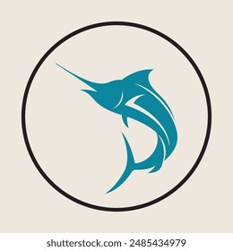Marlin fish cool vector icon design abstract trendy art colorful illustration background