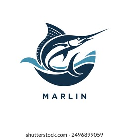 marlin fish design logo, template