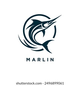 marlin fish design logo, template