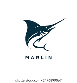 marlin fish design logo, template