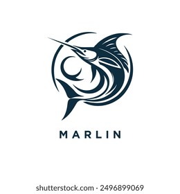 marlin fish design logo, template