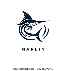 marlin fish design logo, template