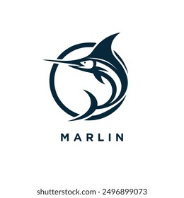 marlin fish design logo, template