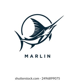 marlin fish design logo, template
