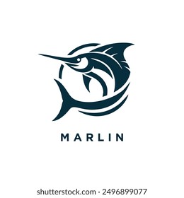 marlin fish design logo, template