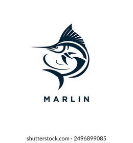 marlin fish design logo, template