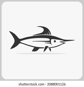 marlin fish icon vector on a white background. sea animal.