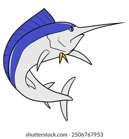 marlin fish illustration hand drawn isolated vector