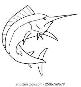 marlin fish illustration hand drawn outline vector