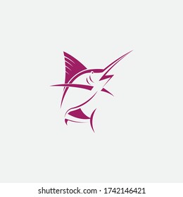 Marlin fish illustration logo abstrack design vector
