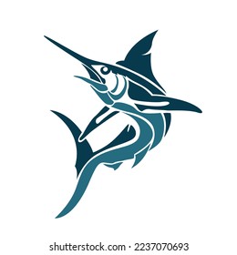 marlin fish illustration vector design. jumping marlin fish creative icon