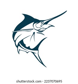 marlin fish illustration vector design. jumping marlin fish creative icon