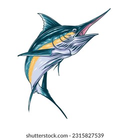 Marlin fish illustration vector style