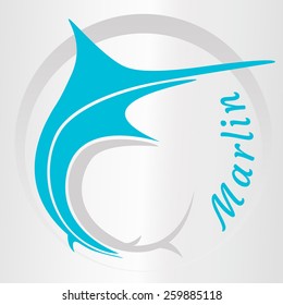 Marlin fish jump logo abstract - vector illustration