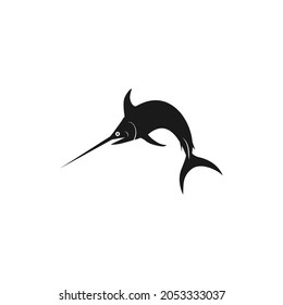 marlin fish jumping logo image with black color