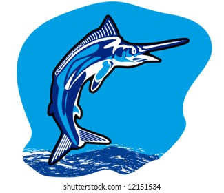 Marlin fish jumping out the ocean