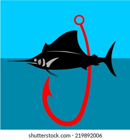 Marlin fish label vector