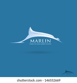 Marlin fish label - vector illustration