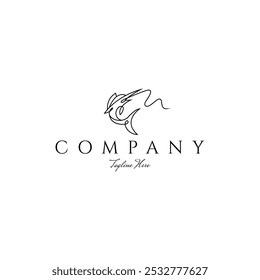 Marlin Fish logo in abstract continuous line design style