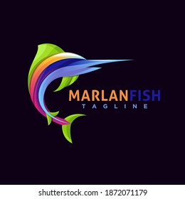 Marlin fish logo awesome design vector template