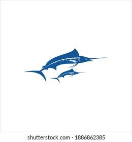 Marlin fish logo design. Awesome marlin fish and child logo. marlin fish logotype.