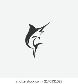 marlin fish logo design icon vector illustration