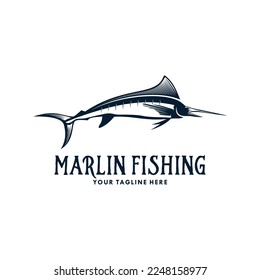 Marlin fish logo logo design template illustration . Sport fishing Logo