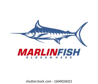 Marlin Fish logo design vector. Fishing logo design template illustration . Sport fishing Logo