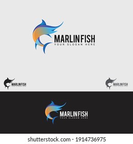 
marlin fish logo design vector template