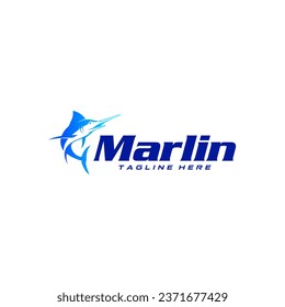 marlin fish logo design. Vector illustration of blue marlin fish. modern logo design vector icon template