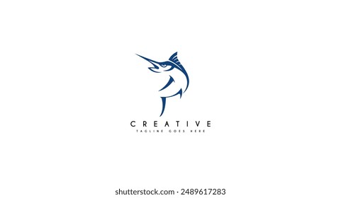 Marlin fish logo design vector illustration.