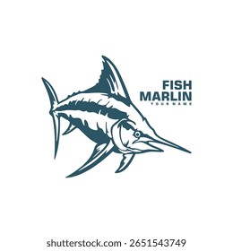 Marlin Fish logo design vector. Silhouette Marlin Fish Template Illustration. Icon Symbol