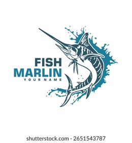 Marlin Fish logo design vector. Silhouette Marlin Fish Template Illustration. Icon Symbol