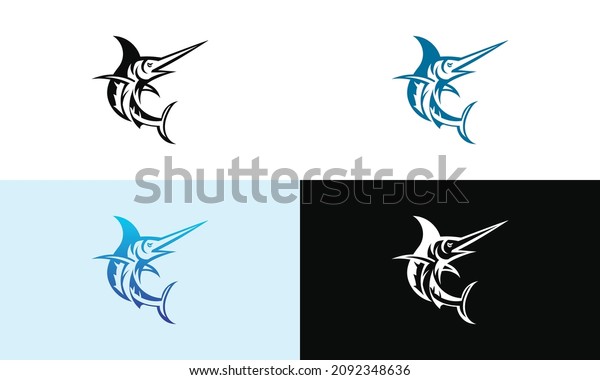 Marlin Fish logo design vector.\
Fishing logo design template illustration . Sport fishing\
Logo