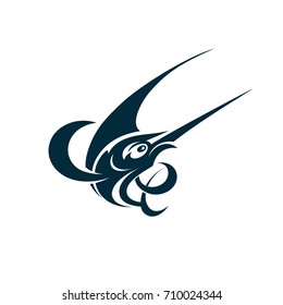 Marlin fish logo and emblem template for your business. Isolated silhouette vector illustration.