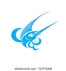 Marlin fish logo and emblem template for your business. Isolated silhouette vector illustration.