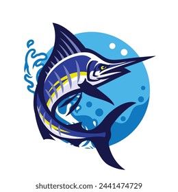 Marlin Fish Logo Mascot Design