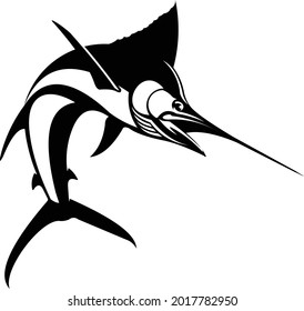 Marlin Fish Logo Vorlage, einzigartig und frisch Marlin Springen aus dem Wasser. Ideal, um Marlin zu fischen. 