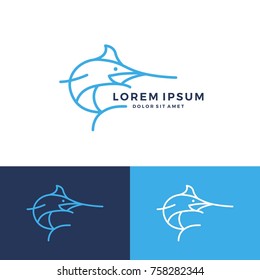 marlin fisch logo vektor symbol linie art umriss download monoline