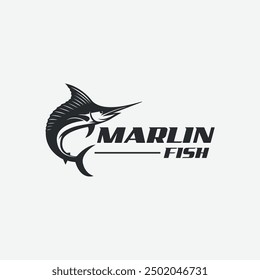 marlin fish logo vector illustration for fishing sport