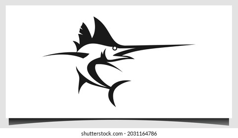 Marlin fish logo.Schwert Angrinsen-Marlin-Angellogo