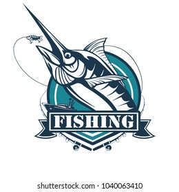 Marlin Fish Logosword Fishing Emblem Sport Stock Vector (Royalty Free ...