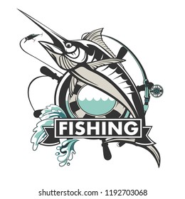 Marlin Fish Logo Sword Fishing Emblem Stock Vector (Royalty Free) 668244364