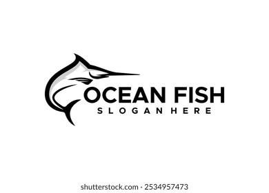 Logotipo de la Naturaleza salvaje de agua salada del océano del pez de Marlin