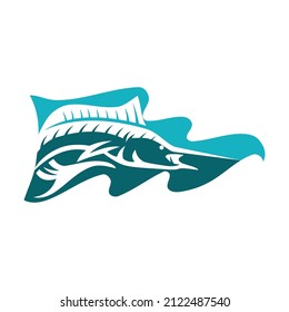 Marlin fish on flag Icon Illustration Brand Identity