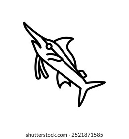 Marlin Fish Outline Icon, Vector illustration