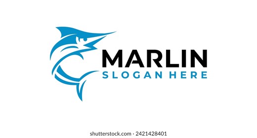 Marlin fish is perfect for marine company logo design vector template