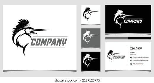 marlin fish retro logo design