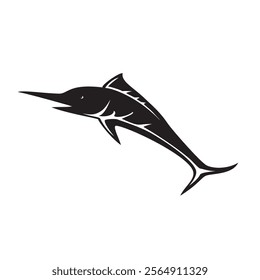 marlin fish silhouette design. giant fish in ocean.